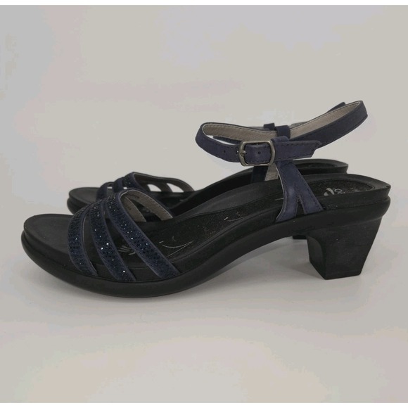 ABEO Grace Metatarsal Mid Heel Sandals Blue Rhinestone Slingback Womens 7.5 Med - Picture 4 of 9